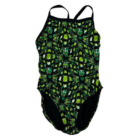 Rise Aquatics Swimwear Sandies Women’s Size 30 One Piece Swimsuit Green Black - Picture 1 of 9